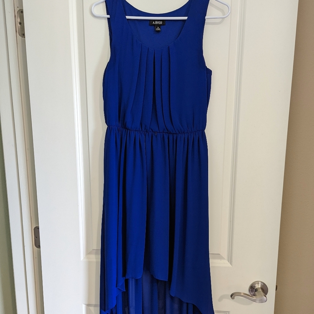 A. Byer Blue High-Low Dress